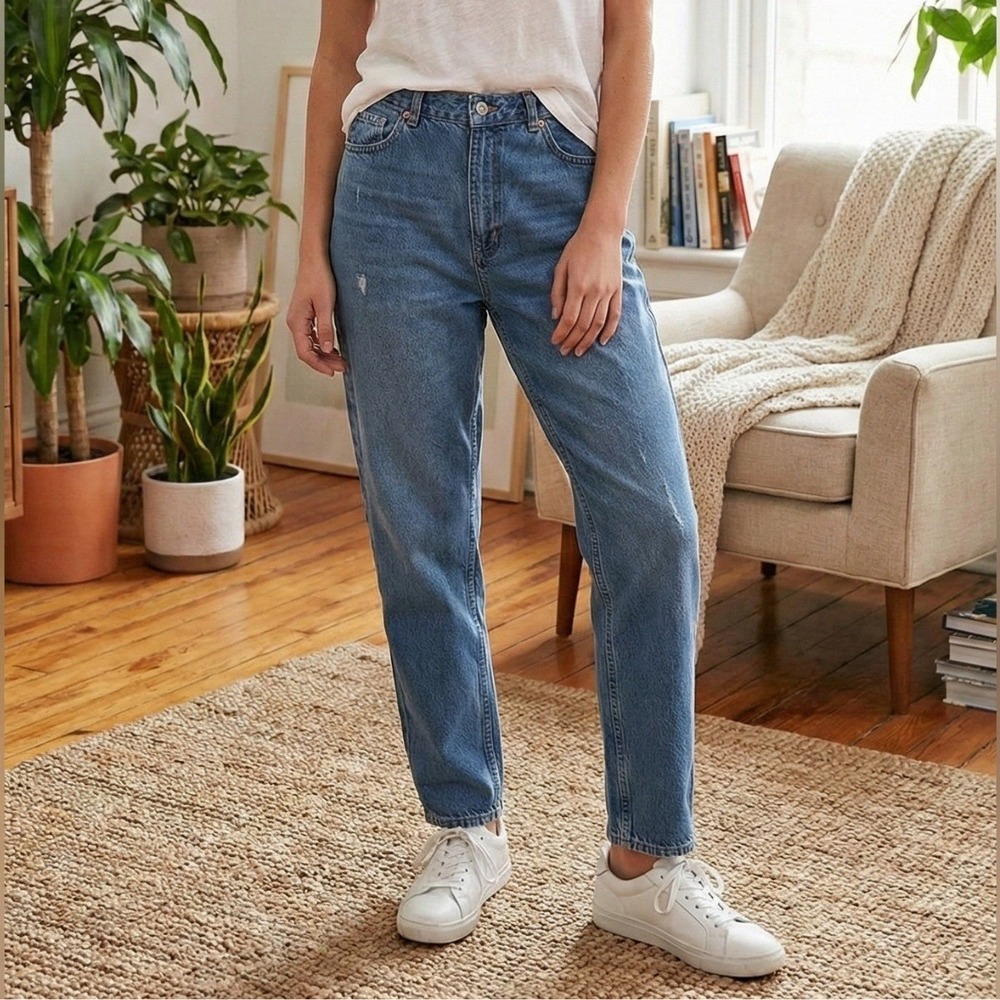 Vintage BDG Mom Jeans 32 High Rise Tapered Medium Wash Distress Urban Outfitters